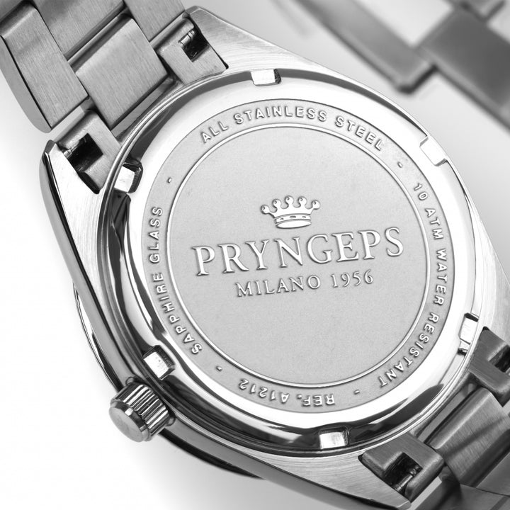 Pryngeps orologio uomo  41mm bianco acciaio quartz A1212 BI
