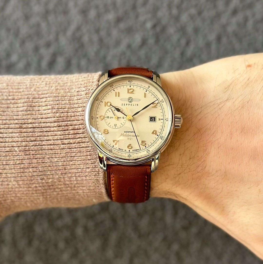 Zeppelin LZ121 Mediterranèe 24ore 40mm beige automatico acciaio 9668-5
