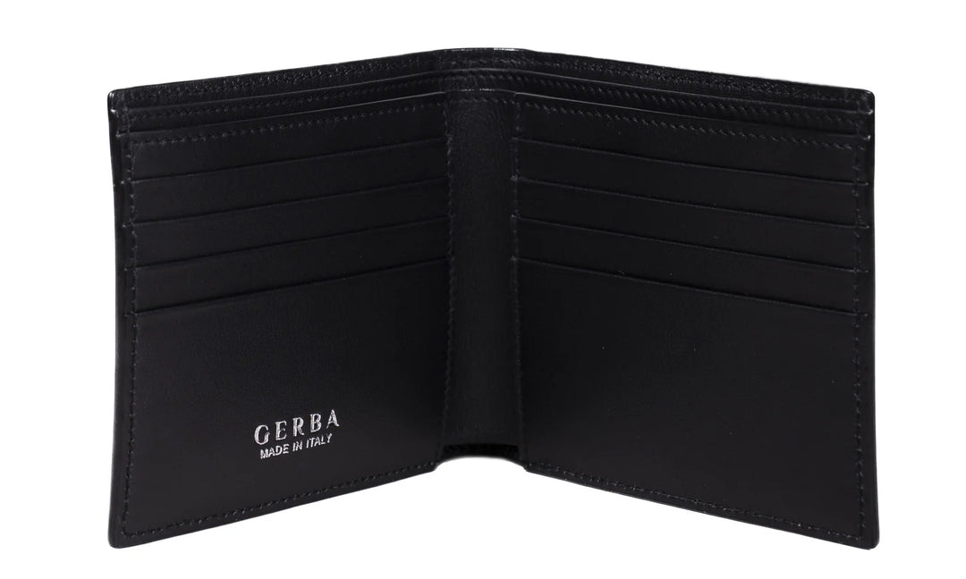 Gerba Portafogli in pieno fiore di vitello e logo Gerba in argento 925 misure 11x9 cm GB001 BLACK  V