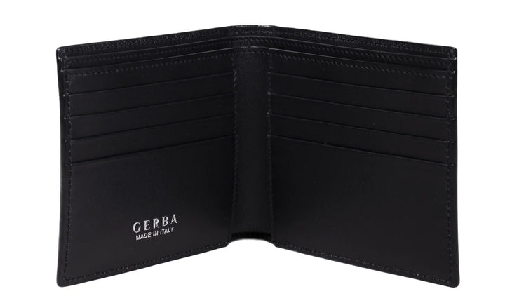 Gerba Portafogli in pieno fiore di vitello e logo Gerba in argento 925 misure 11x9 cm GB001 BLACK  V