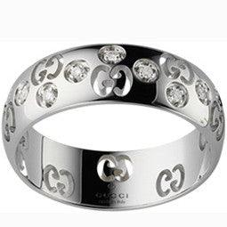 Gucci anello Icon Bold oro bianco 18kt e brillanti misura 13 246484 J8540 9066