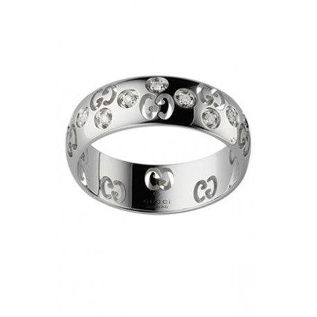 Gucci anello Icon Bold oro bianco 18kt e brillanti misura 13 246484 J8540 9066
