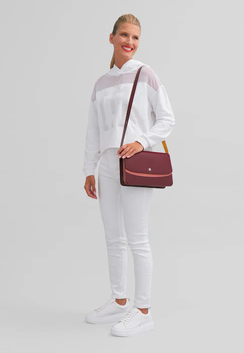 DUDU Borsa Tracolla Donna in Pelle Made in Italy Grande Design Rigida Elegante con Patta, a 3 Scomparti