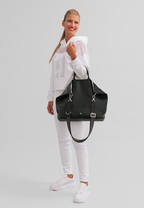 DUDU Borsa Donna Grande Morbida in Pelle, Borsa a Tracolla Capiente con Cinghia Staccabile, Borsa a Mano con Due Manici e Chiusura Zip