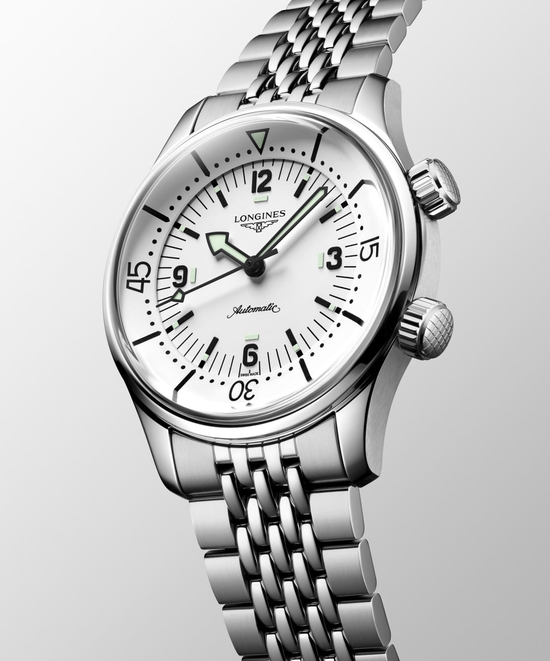 Longines orologio Legend Diver 38mm bianco automatico acciaio L3.764.4.99.6