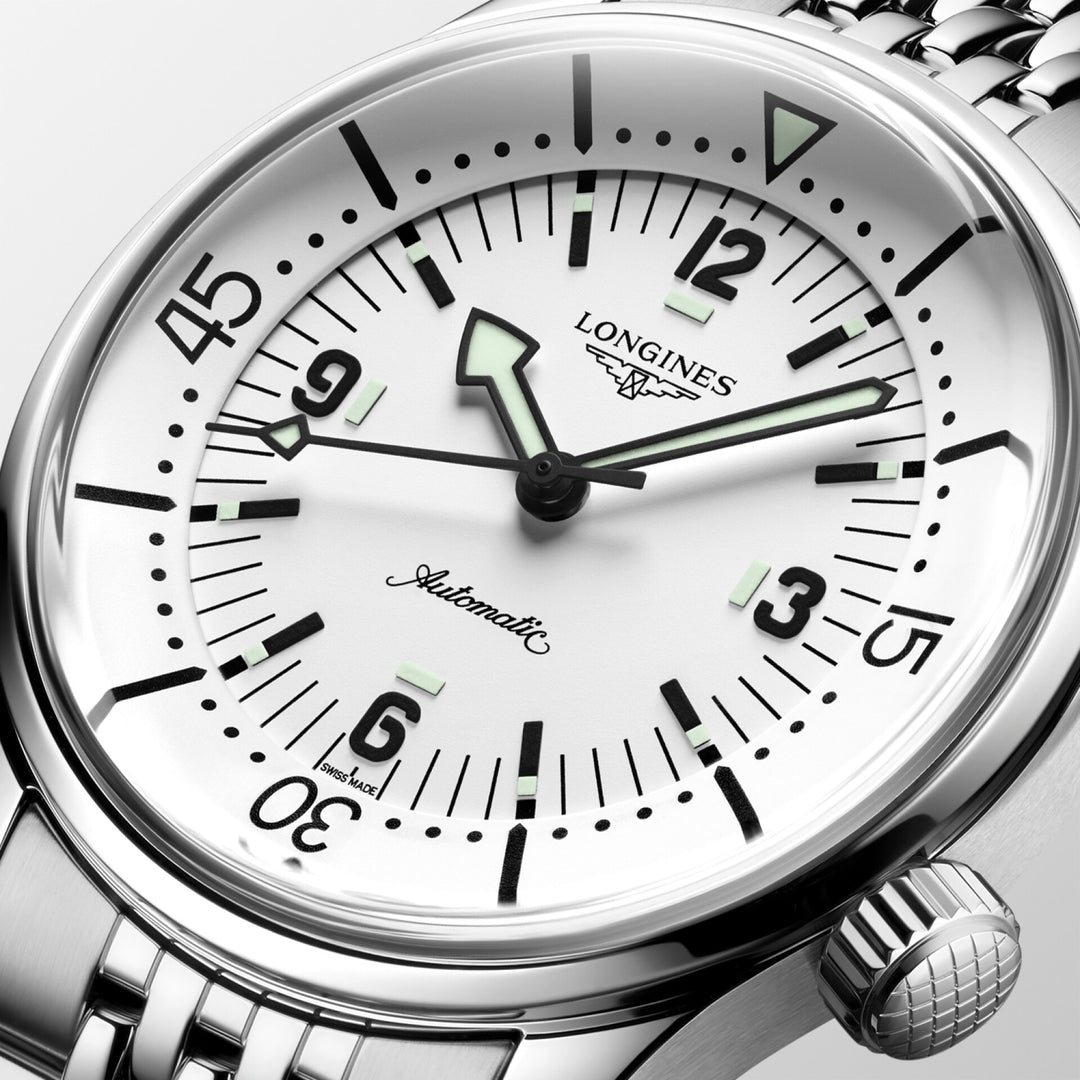 Longines orologio Legend Diver 38mm bianco automatico acciaio L3.764.4.99.6