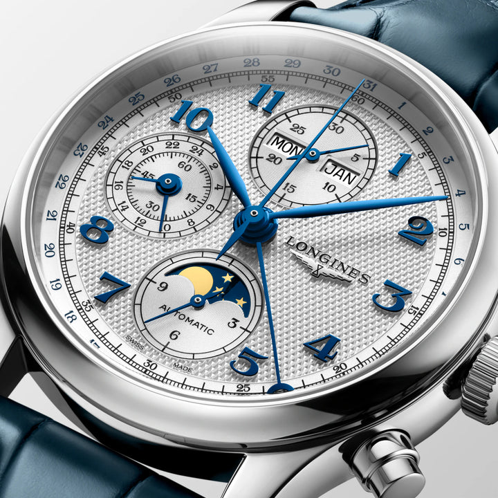 Longines orologio Master Collection Chrono Moonphase 41mm argento automatico acciaio L2.962.4.73.2