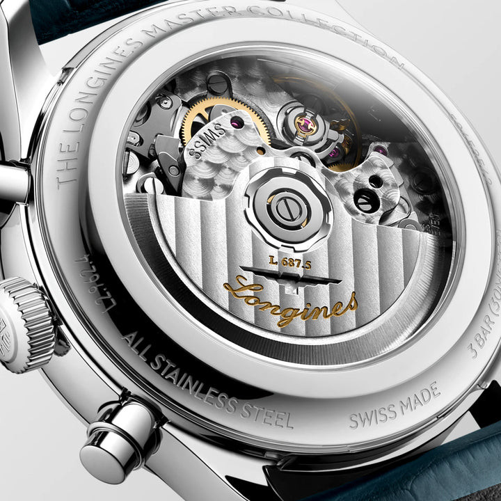 Longines orologio Master Collection Chrono Moonphase 41mm argento automatico acciaio L2.962.4.73.2