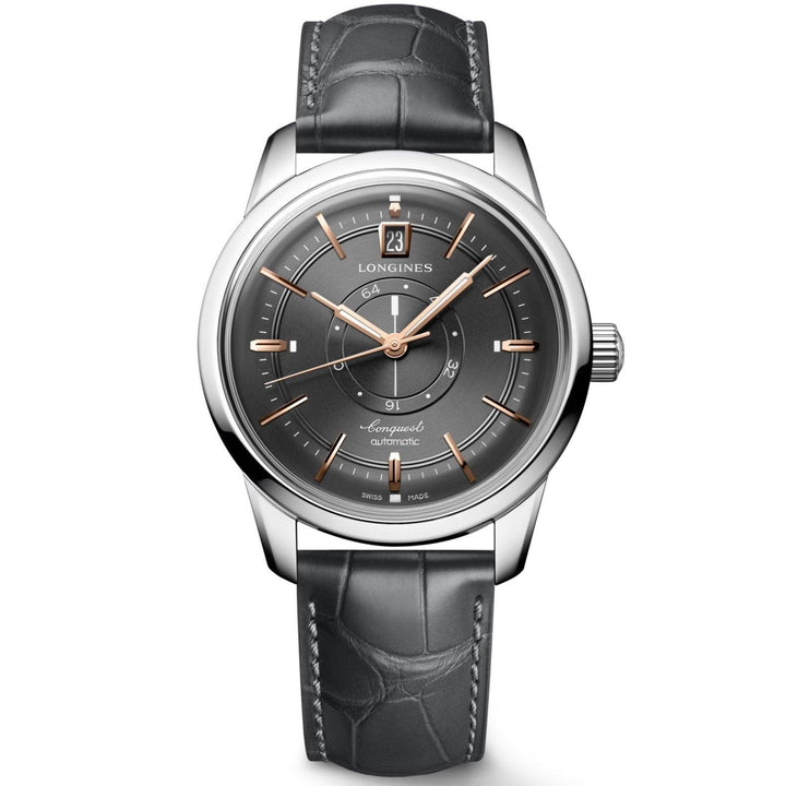Longines orologio Conquest Heritage Central Power Reserve 38mm antracite automatico acciaio L1.648.4.62.2 - Capodagli 1937