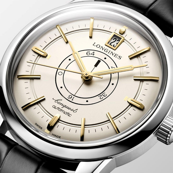 Longines orologio Conquest Heritage Central Power Reserve 38mm champagne automatico acciaio L1.648.4.78.2 - Capodagli 1937