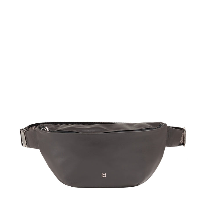 DUDU Marsupio in Vera Pelle per Uomo Donna con Cinghia Regolabile, Design Pulito Elegante Capiente, Marsupio a 3 Zip