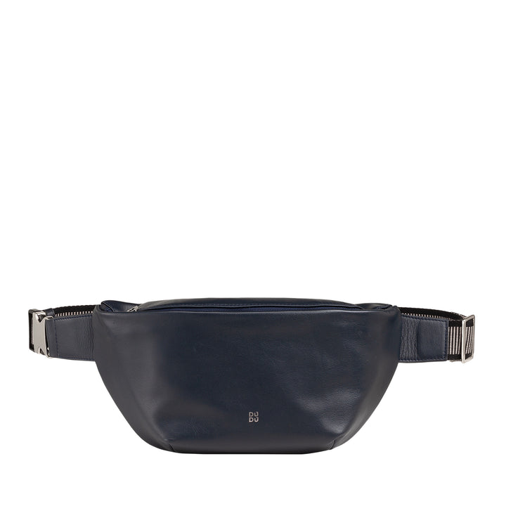 DUDU Marsupio in Vera Pelle per Uomo Donna con Cinghia Regolabile, Design Pulito Elegante Capiente, Marsupio a 3 Zip