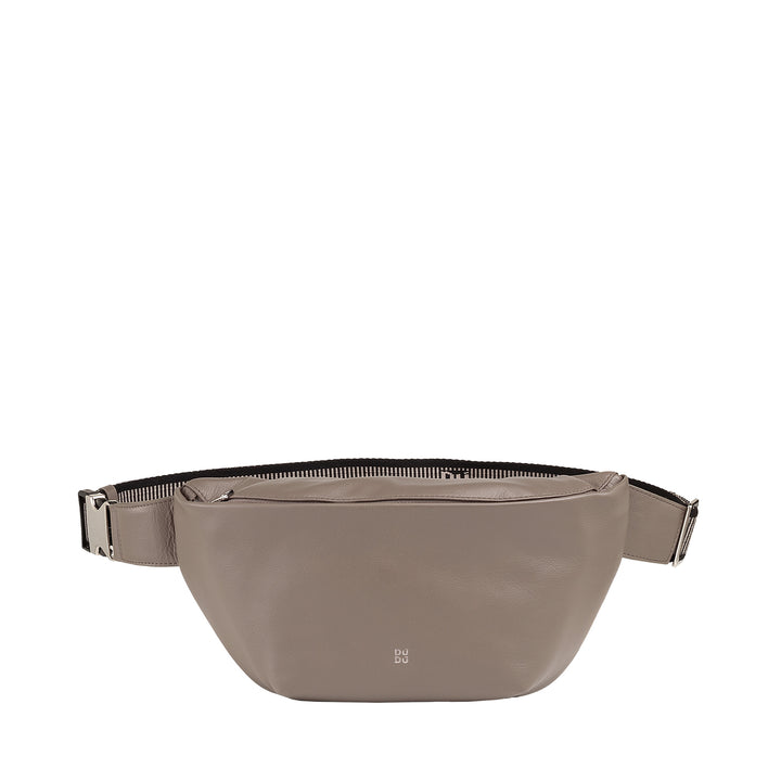 DUDU Marsupio in Vera Pelle per Uomo Donna con Cinghia Regolabile, Design Pulito Elegante Capiente, Marsupio a 3 Zip