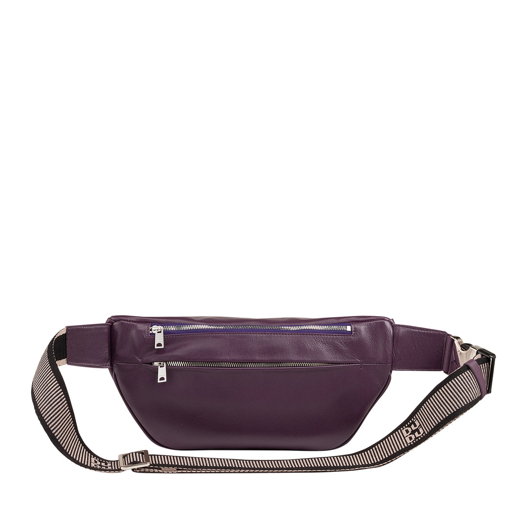 DUDU Marsupio in Vera Pelle per Uomo Donna con Cinghia Regolabile, Design Pulito Elegante Capiente, Marsupio a 3 Zip