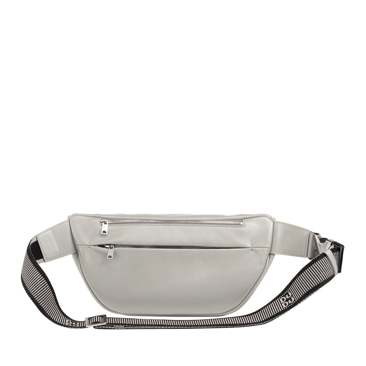DUDU Marsupio in Vera Pelle per Uomo Donna con Cinghia Regolabile, Design Pulito Elegante Capiente, Marsupio a 3 Zip