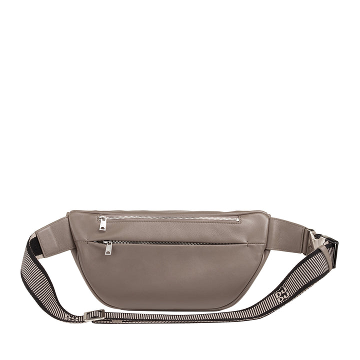 DUDU Marsupio in Vera Pelle per Uomo Donna con Cinghia Regolabile, Design Pulito Elegante Capiente, Marsupio a 3 Zip