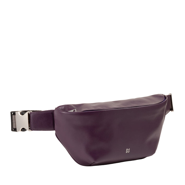 DUDU Marsupio in Vera Pelle per Uomo Donna con Cinghia Regolabile, Design Pulito Elegante Capiente, Marsupio a 3 Zip