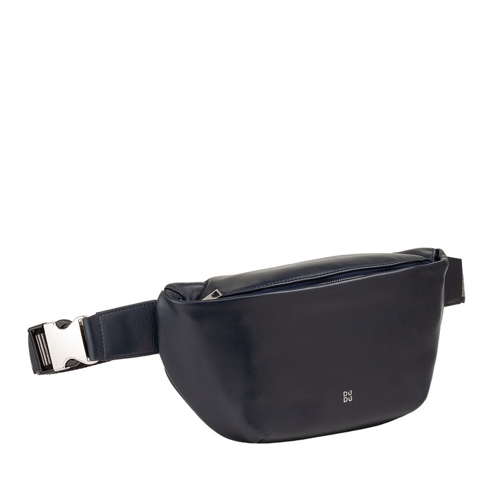 DUDU Marsupio in Vera Pelle per Uomo Donna con Cinghia Regolabile, Design Pulito Elegante Capiente, Marsupio a 3 Zip