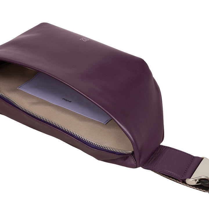 DUDU Marsupio in Vera Pelle per Uomo Donna con Cinghia Regolabile, Design Pulito Elegante Capiente, Marsupio a 3 Zip