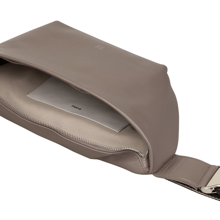 DUDU Marsupio in Vera Pelle per Uomo Donna con Cinghia Regolabile, Design Pulito Elegante Capiente, Marsupio a 3 Zip