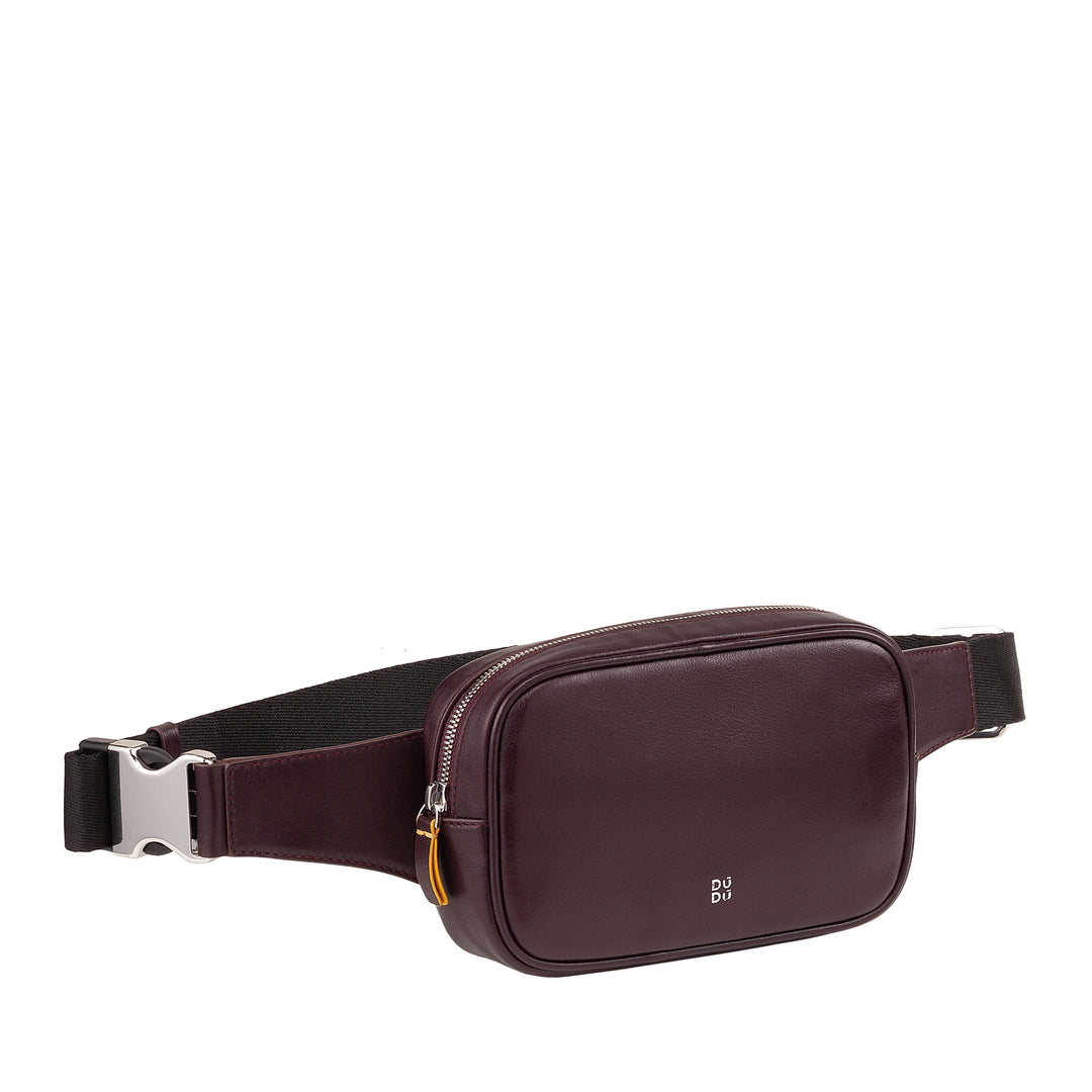 DUDU Marsupio in Pelle Uomo con Cinghia Addominale Regolabile, Marsupio Colorato a Tasca Singola con Cerniera, Porta Cellulare, Borsello da Viaggio, Marsupio da Scooter Moto Bicicletta
