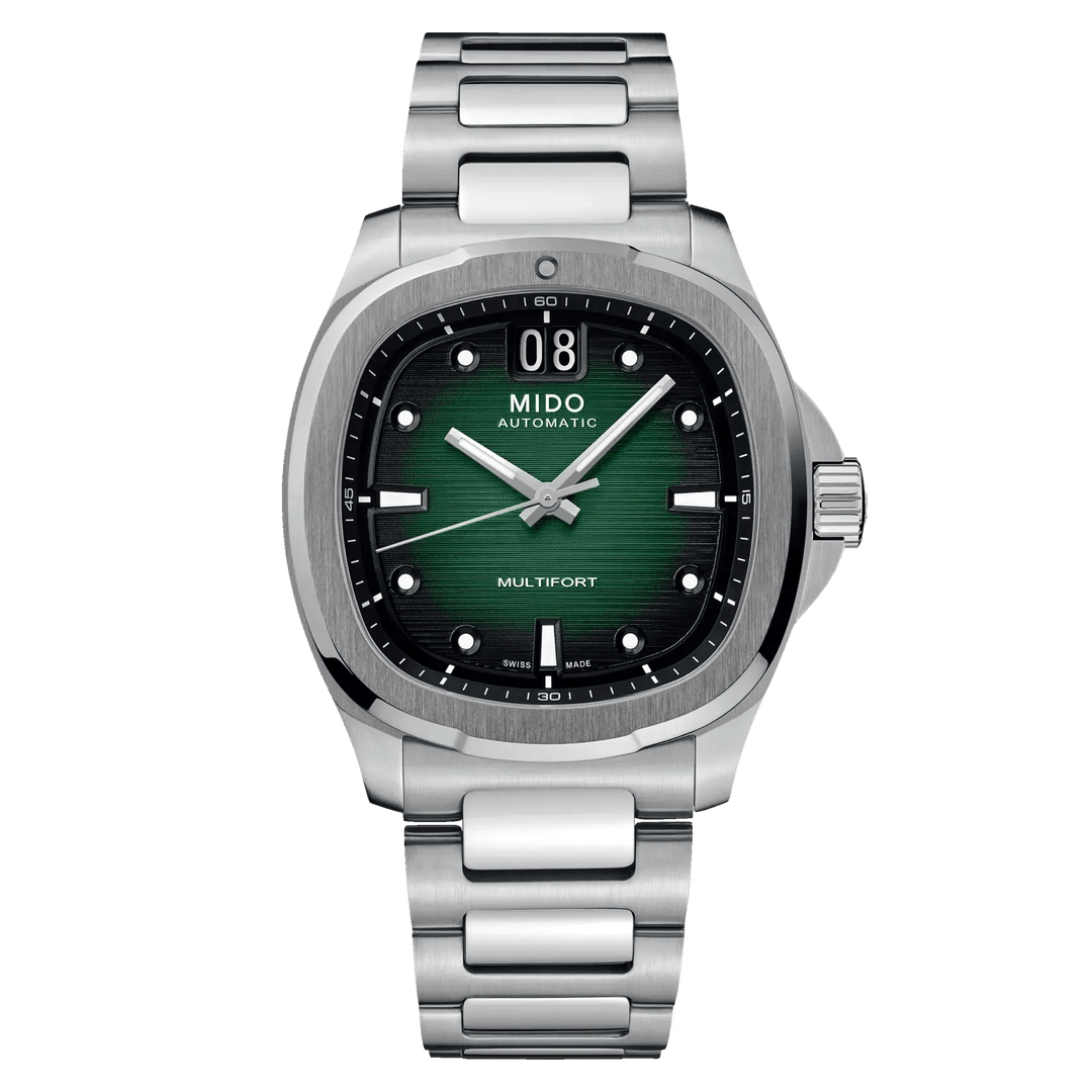 Mido orologio Multifort TV Big Date 40mm verde acciaio automatico M049.526.11.091.00 - Capodagli 1937