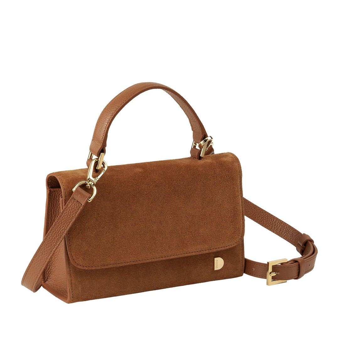 DUDU Borsa Donna Piccola in Vera Pelle Made in Italy, Borsa a Mano e Tracolla, Pelle Pieno Fiore o Scamosciata - Mini Bag con Tracolla Regolabile e Rimovibile, Patta con Chiusura Magnetica