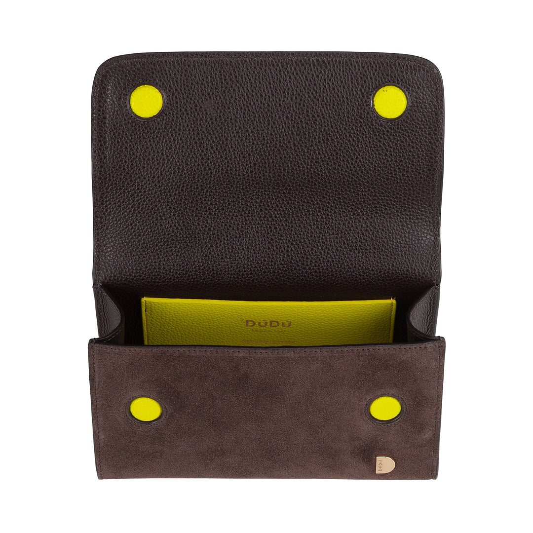 DUDU Borsa Donna Piccola in Vera Pelle Made in Italy, Borsa a Mano e Tracolla, Pelle Pieno Fiore o Scamosciata - Mini Bag con Tracolla Regolabile e Rimovibile, Patta con Chiusura Magnetica