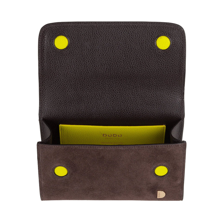 DUDU Borsa Donna Piccola in Vera Pelle Made in Italy, Borsa a Mano e Tracolla, Pelle Pieno Fiore o Scamosciata - Mini Bag con Tracolla Regolabile e Rimovibile, Patta con Chiusura Magnetica