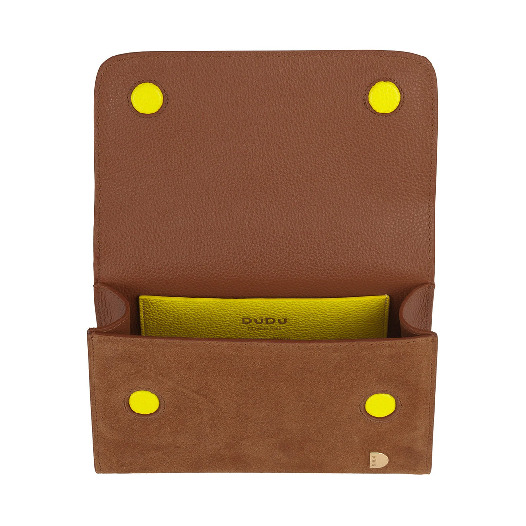 DUDU Borsa Donna Piccola in Vera Pelle Made in Italy, Borsa a Mano e Tracolla, Pelle Pieno Fiore o Scamosciata - Mini Bag con Tracolla Regolabile e Rimovibile, Patta con Chiusura Magnetica