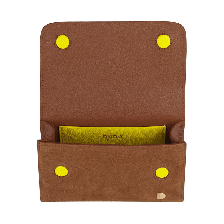 DUDU Borsa Donna Piccola in Vera Pelle Made in Italy, Borsa a Mano e Tracolla, Pelle Pieno Fiore o Scamosciata - Mini Bag con Tracolla Regolabile e Rimovibile, Patta con Chiusura Magnetica