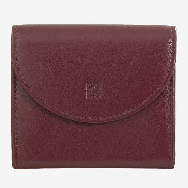 DUDU Mini Portafoglio Donna Slim in Vera Pelle con Portamonete Zip, Chiusura a Bottone, Portafogli Colorato Compatto