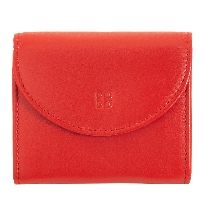DUDU Mini Portafoglio Donna Slim in Vera Pelle con Portamonete Zip, Chiusura a Bottone, Portafogli Colorato Compatto