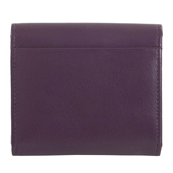 DUDU Mini Portafoglio Donna Slim in Vera Pelle con Portamonete Zip, Chiusura a Bottone, Portafogli Colorato Compatto