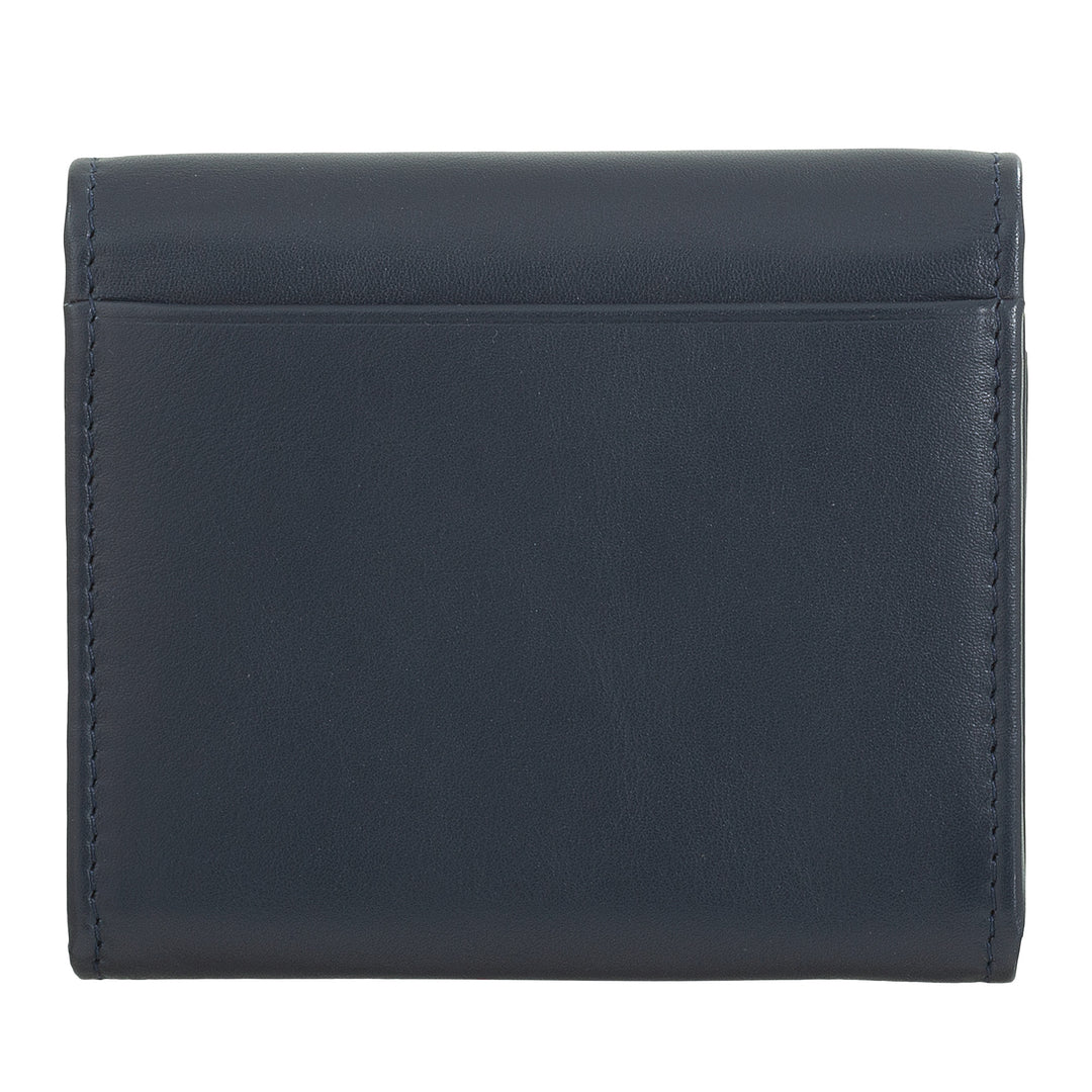 DUDU Mini Portafoglio Donna Slim in Vera Pelle con Portamonete Zip, Chiusura a Bottone, Portafogli Colorato Compatto