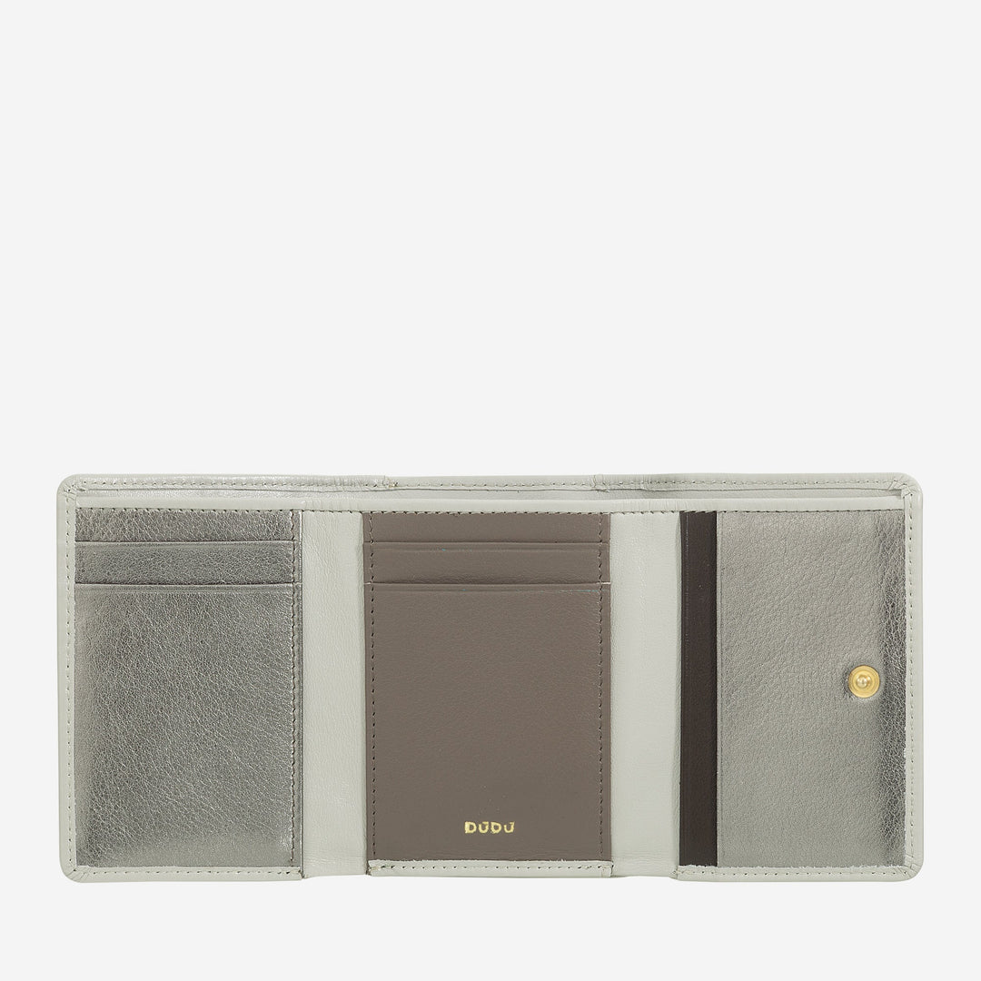 DUDU Portafoglio Donna Piccolo in Pelle RFID con Portamonete a Clic Clac Compatto 6 Porta Carte Tessere