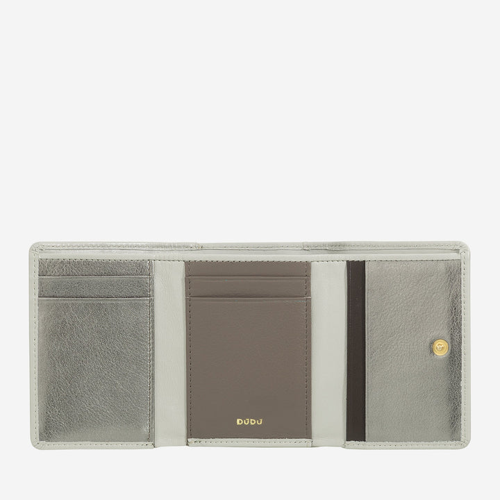 DUDU Portafoglio Donna Piccolo in Pelle RFID con Portamonete a Clic Clac Compatto 6 Porta Carte Tessere