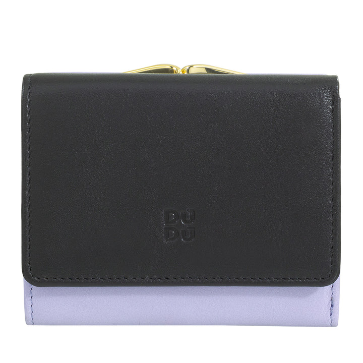 DUDU Portafoglio Donna Piccolo in Pelle RFID con Portamonete a Clic Clac Compatto 6 Porta Carte Tessere