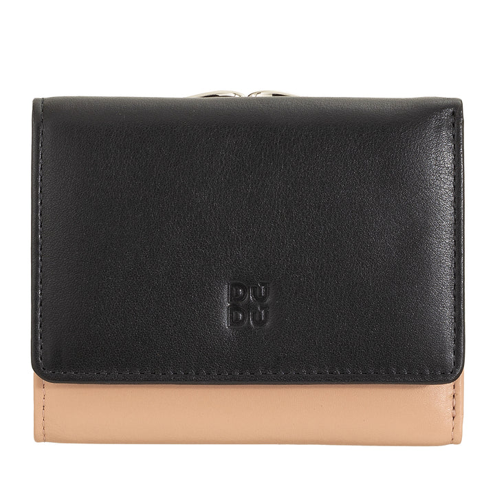 DUDU Portafoglio Donna Piccolo in Pelle RFID con Portamonete a Clic Clac Compatto 6 Porta Carte Tessere