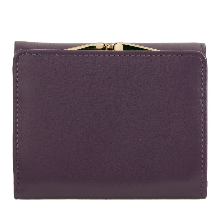 DUDU Portafoglio Donna Piccolo in Pelle RFID con Portamonete a Clic Clac Compatto 6 Porta Carte Tessere