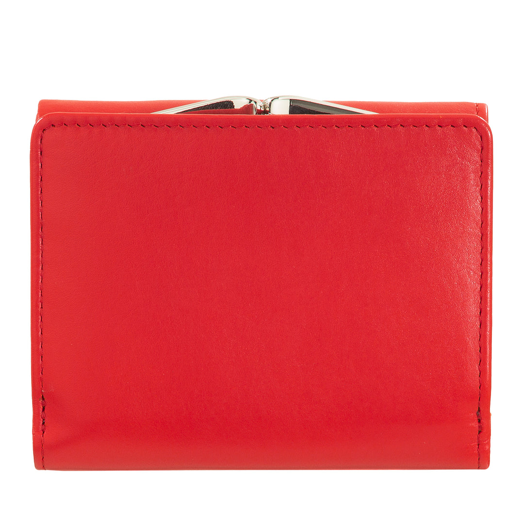 DUDU Portafoglio Donna Piccolo in Pelle RFID con Portamonete a Clic Clac Compatto 6 Porta Carte Tessere