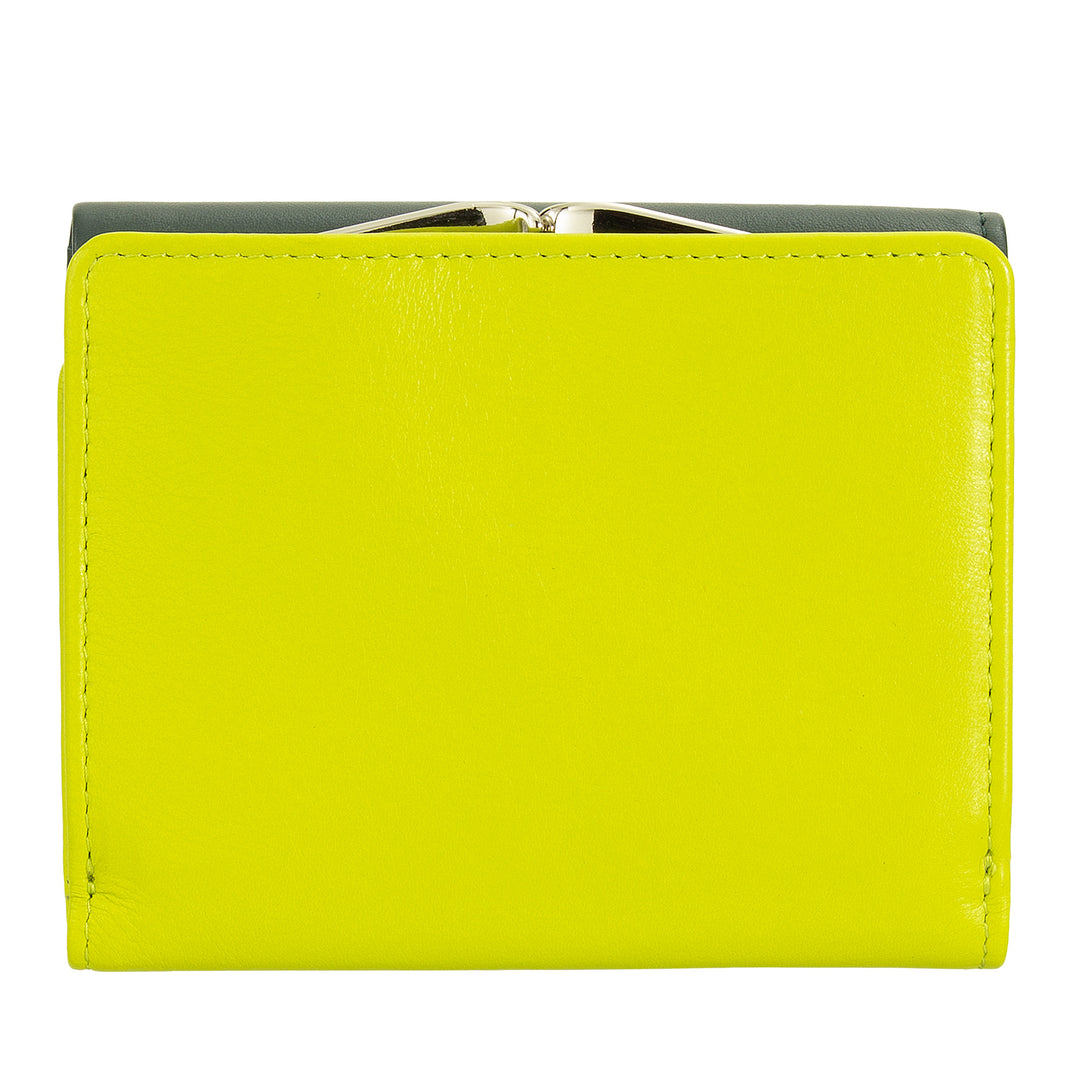 DUDU Portafoglio Donna Piccolo in Pelle RFID con Portamonete a Clic Clac Compatto 6 Porta Carte Tessere