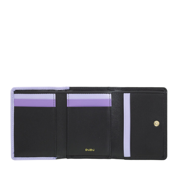 DUDU Portafoglio Donna Piccolo in Pelle RFID con Portamonete a Clic Clac Compatto 6 Porta Carte Tessere