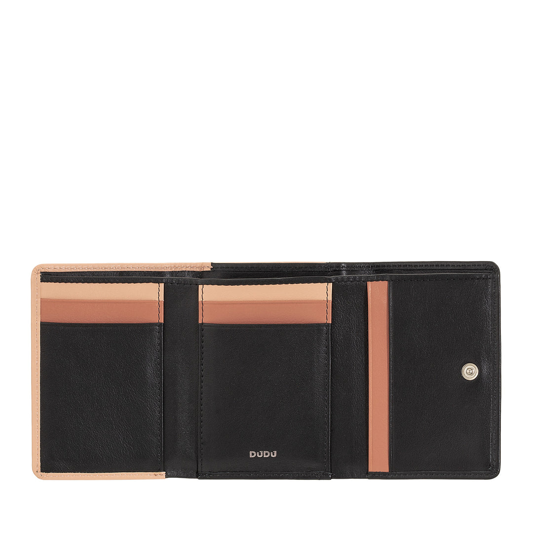 DUDU Portafoglio Donna Piccolo in Pelle RFID con Portamonete a Clic Clac Compatto 6 Porta Carte Tessere