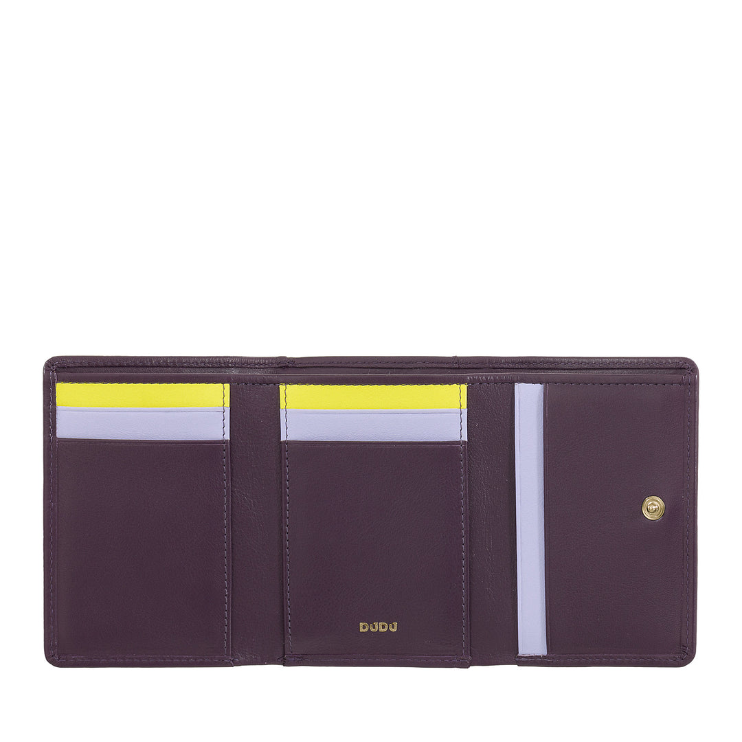DUDU Portafoglio Donna Piccolo in Pelle RFID con Portamonete a Clic Clac Compatto 6 Porta Carte Tessere