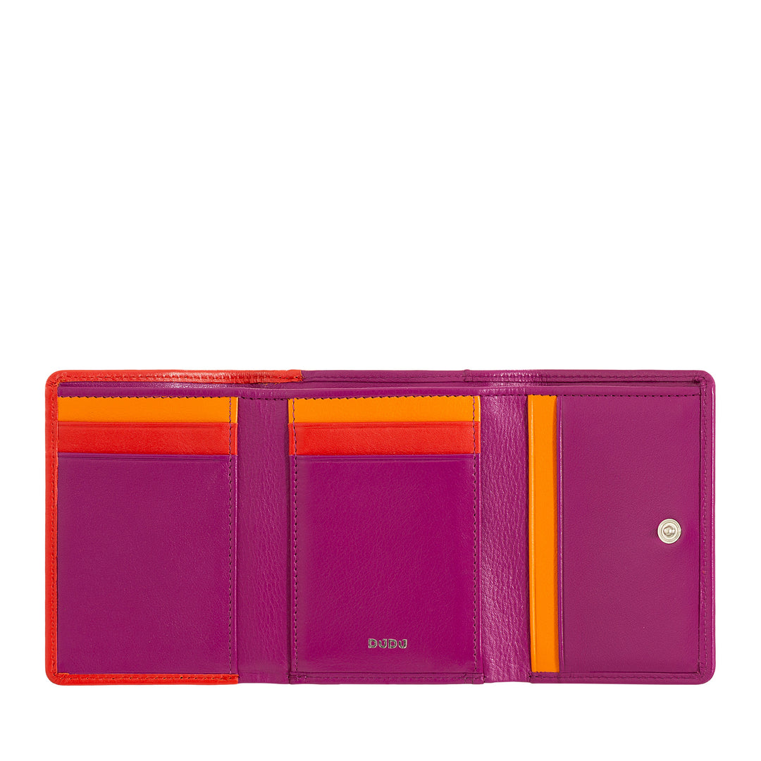 DUDU Portafoglio Donna Piccolo in Pelle RFID con Portamonete a Clic Clac Compatto 6 Porta Carte Tessere