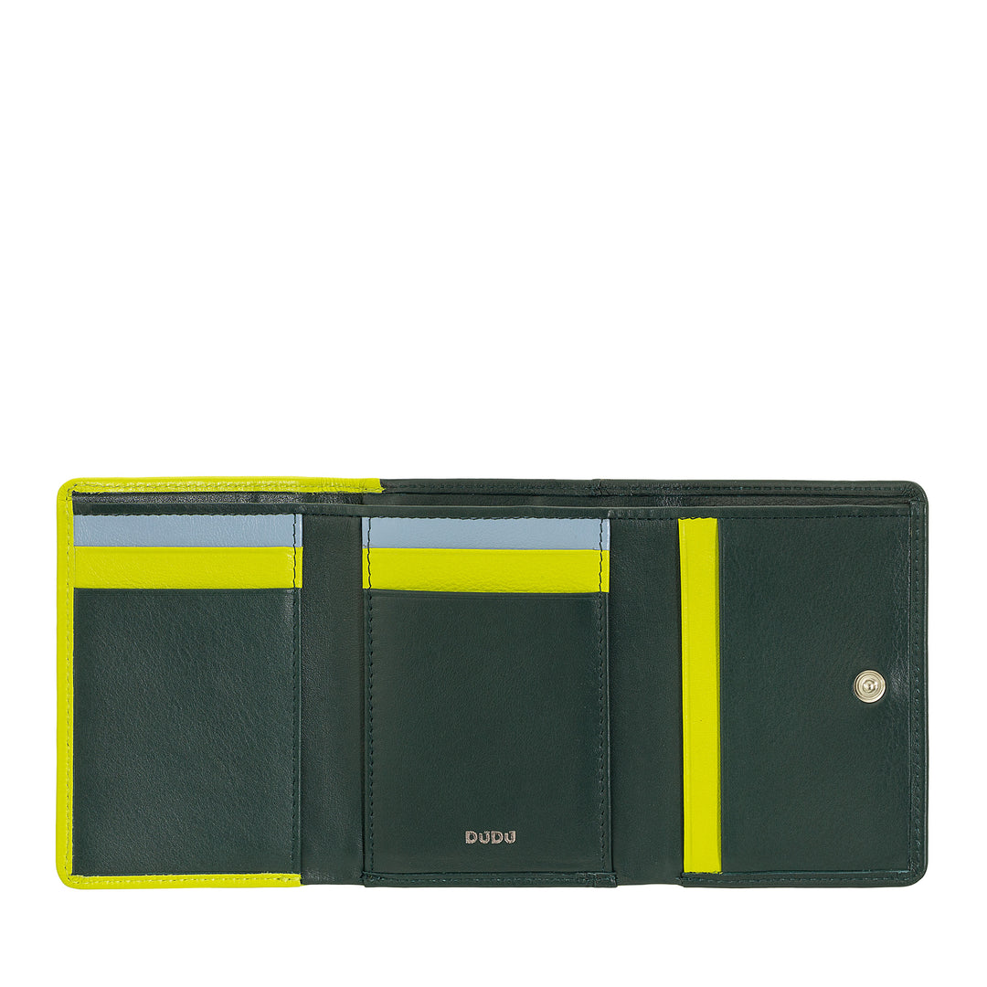 DUDU Portafoglio Donna Piccolo in Pelle RFID con Portamonete a Clic Clac Compatto 6 Porta Carte Tessere