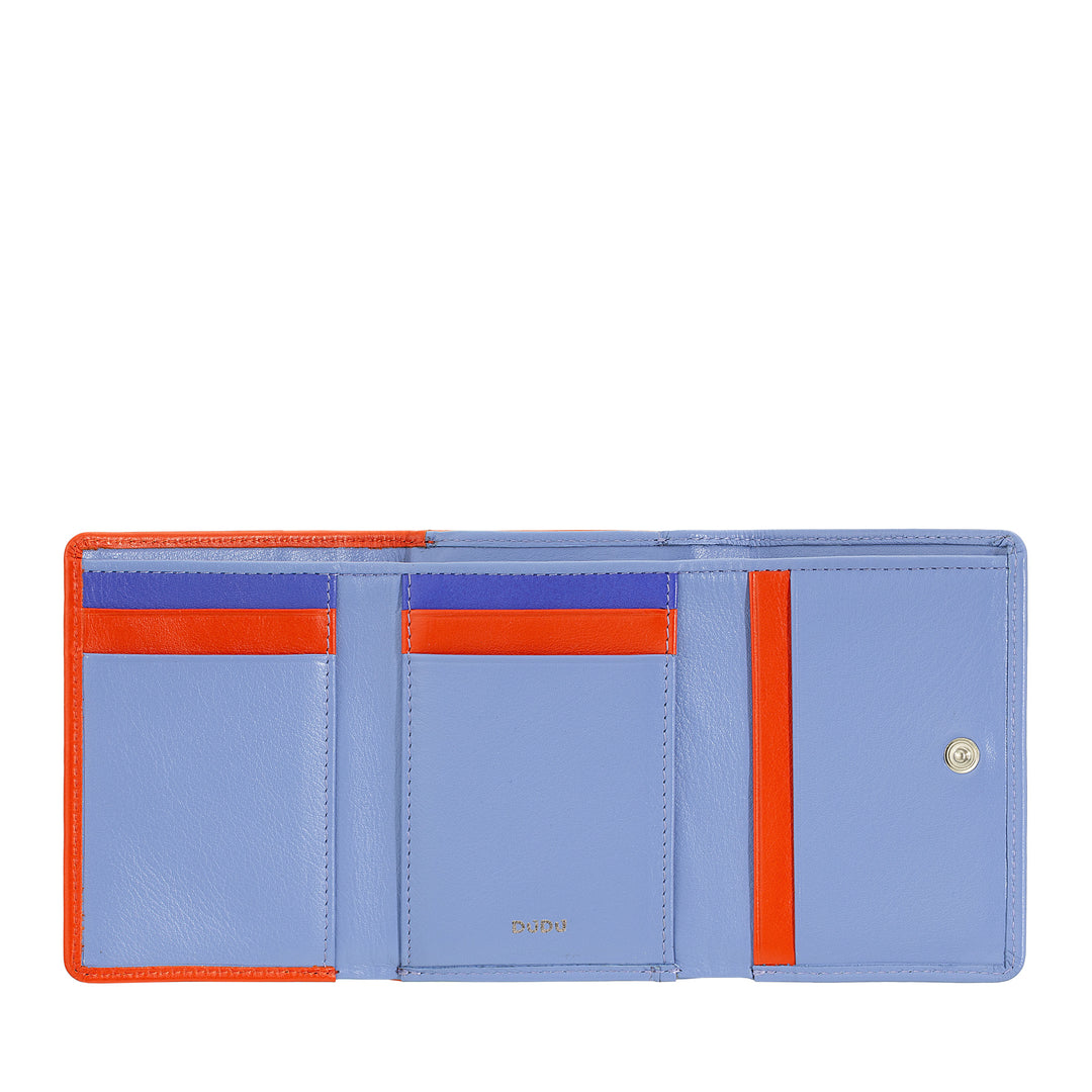 DUDU Portafoglio Donna Piccolo in Pelle RFID con Portamonete a Clic Clac Compatto 6 Porta Carte Tessere