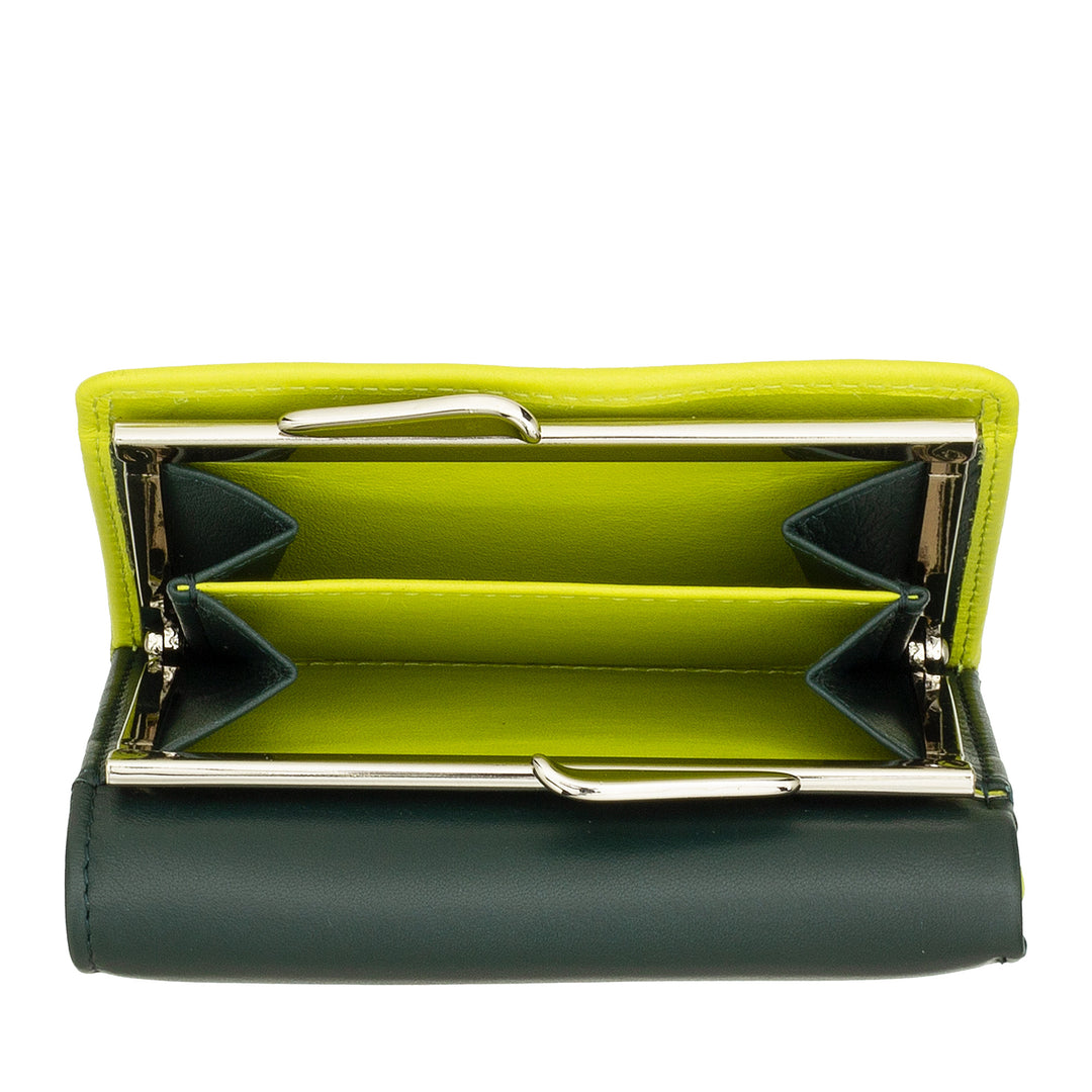 DUDU Portafoglio Donna Piccolo in Pelle RFID con Portamonete a Clic Clac Compatto 6 Porta Carte Tessere