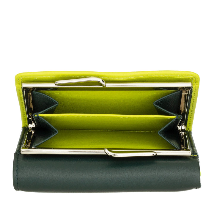 DUDU Portafoglio Donna Piccolo in Pelle RFID con Portamonete a Clic Clac Compatto 6 Porta Carte Tessere